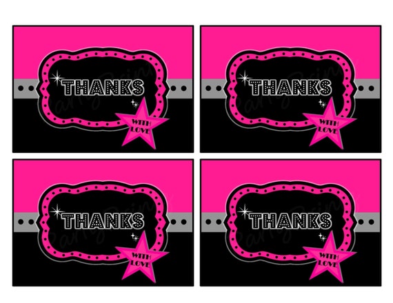INSTANT DOWNLOAD - Thank You Cards - Printable- Sweet 16 - Hollywood - Academy Awards - Oscar Night - Movie Night Il_570xn