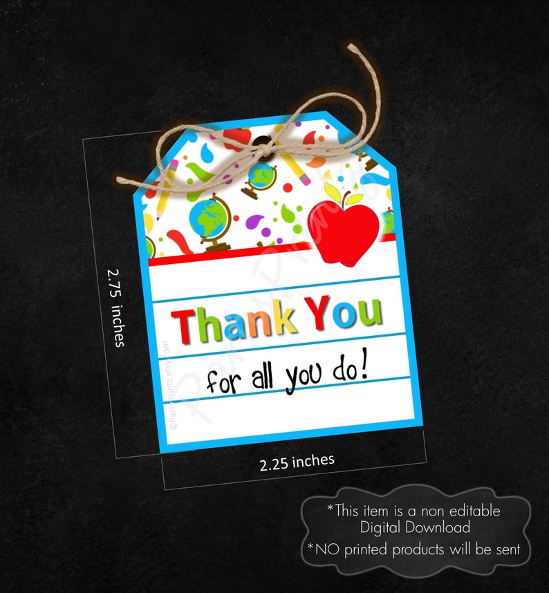 INSTANT DOWNLOAD Printable Tags Thank You Teacher pdf jpg image 2