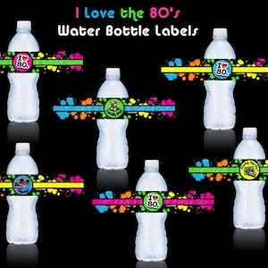 INSTANT DOWNLOAD I love the Awesome 80's Water Bottle Labels Juice or Drink Labels image 1