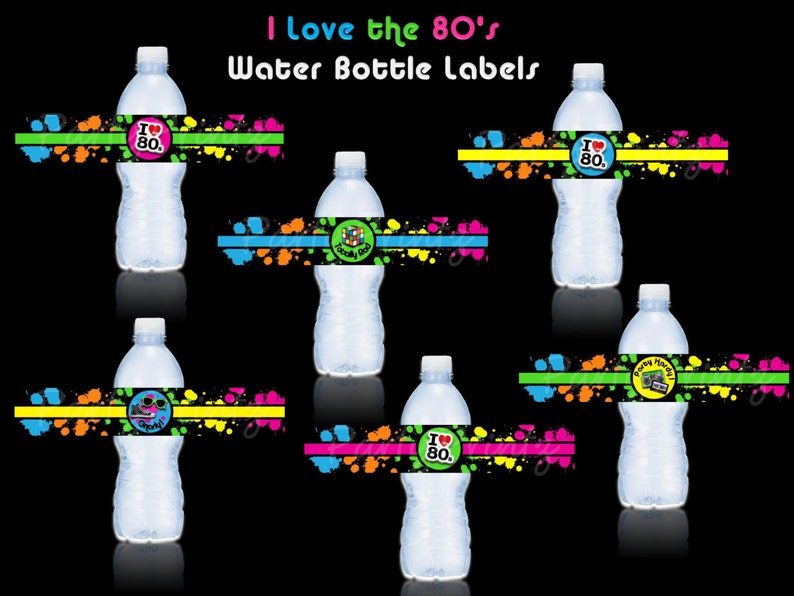 INSTANT DOWNLOAD I love the Awesome 80's Water Bottle Labels Juice or Drink Labels image 1