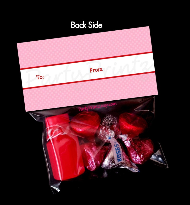 Valentine Printable Treat Bag Topper INSTANT DOWNLOAD Blowing Kisses image 2