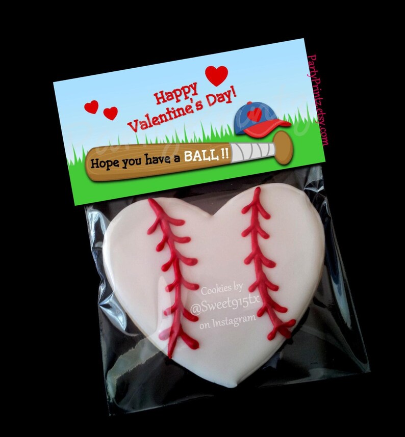 Valentine Printable Treat Bag Topper INSTANT DOWNLOAD Hope you have a Ball Baseball image 1