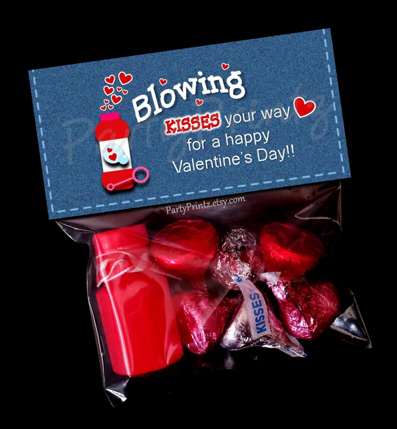 Valentine Printable Treat Bag Topper INSTANT DOWNLOAD Blowing Kisses image 9