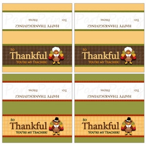 INSTANT DOWNLOAD Thankful You're My Teacher Treat Bag Toppers Fall, Autumn, Thanksgiving image 3