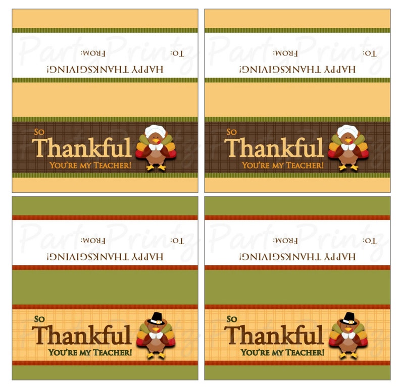 INSTANT DOWNLOAD Thankful You're My Teacher Treat Bag Toppers Fall, Autumn, Thanksgiving image 3