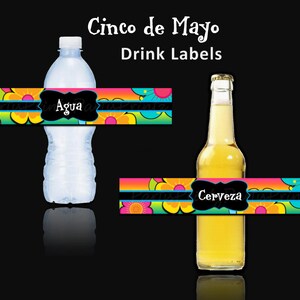 INSTANT DOWNLOAD Printable Cinco de Mayo Fiesta Printable Water Bottle / Beer Labels image 1