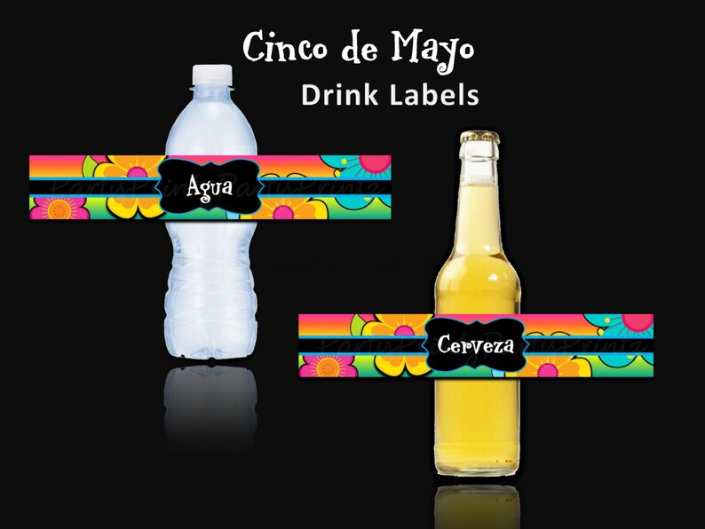 INSTANT DOWNLOAD Printable Cinco de Mayo Fiesta Printable Water Bottle / Beer Labels image 1