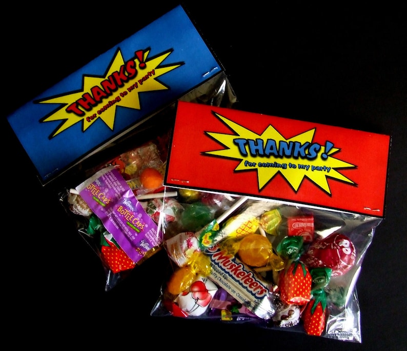 INSTANT DOWNLOAD Printable Superhero Birthday Treat Bag Toppers image 2