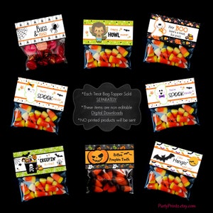 INSTANT DOWNLOAD Printable Bugs & Kisses Halloween Treat Bag Toppers pdf jpg image 4