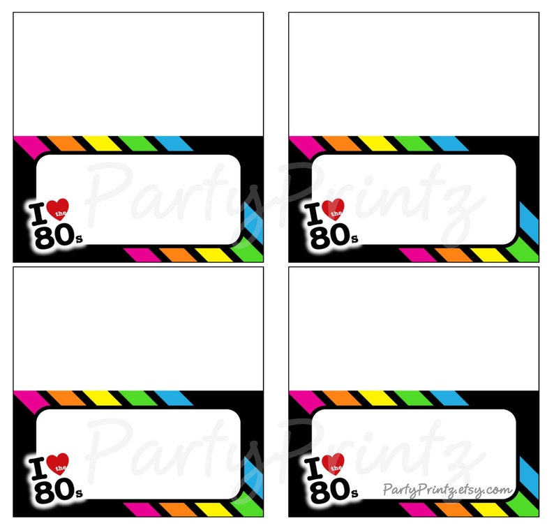INSTANT DOWNLOAD Printable 80's Cupcake Toppers Tags image 7