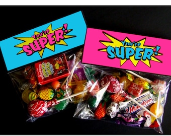 INSTANT DOWNLOAD - Printable SuperGirl Treat Bag Toppers Superhero Birthday