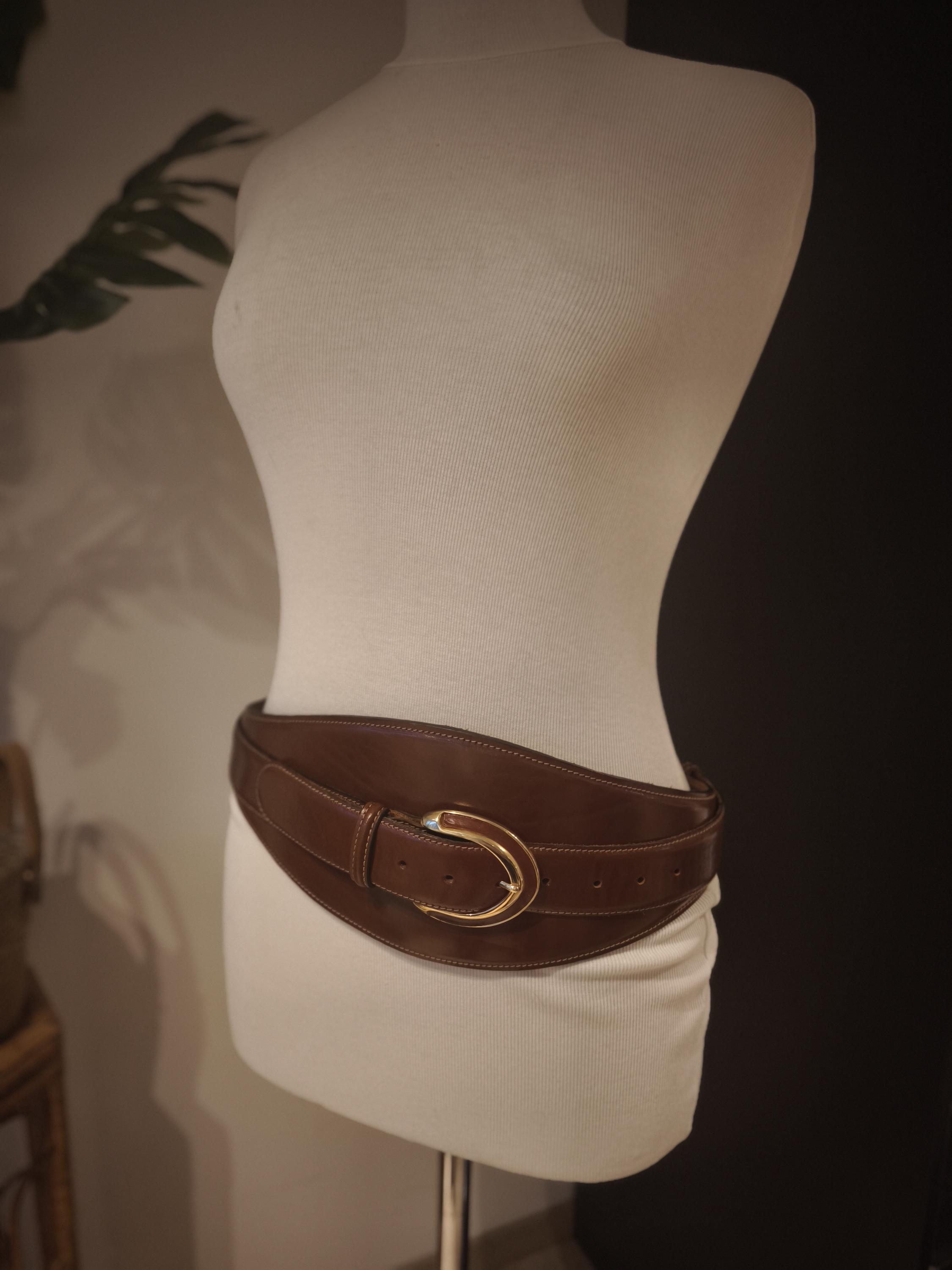 Giac Rene Brown Leather Studded Leather Belt with Lion Accent Vintage GIAC RENE Brown Leather Belt - Etsy main image 2