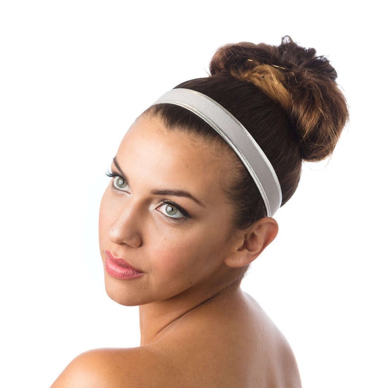 thin fabric headband, adult headbands for women GREY AND SILVER