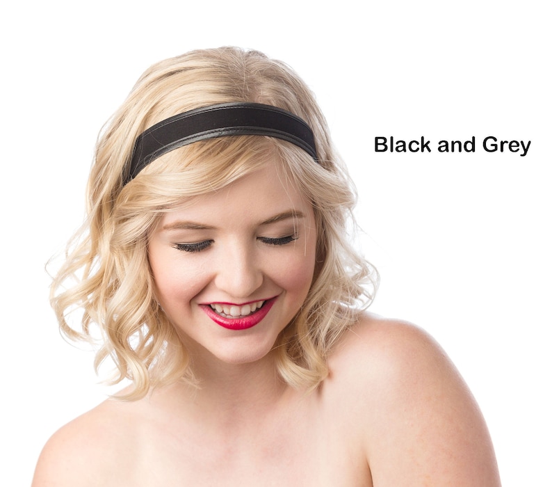 1 Inch Headband, Thin Headbands For Women, Thin Fabric Headband, Soft Headband, Adjustable Headband, Cloth Hair Band, Unique Headband Black and Grey