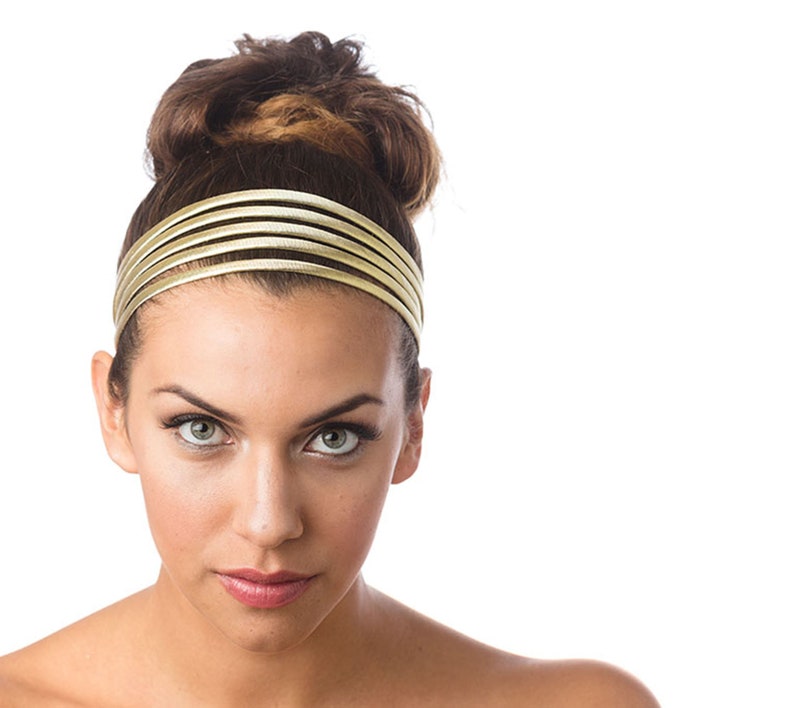 Wide Headband, Hair Bands For Women Metallic Gold