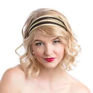 Wide Headband, Hair Bands For Women Black and Gold