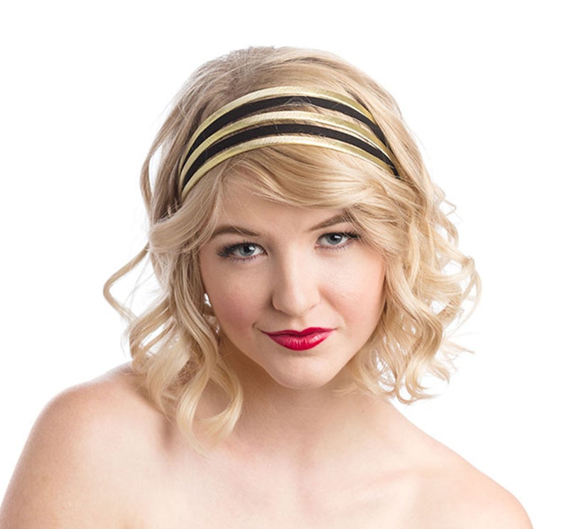 Wide Headband, Hair Bands For Women Black and Gold