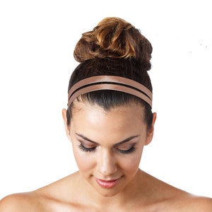 Double Headband, Hair Band For Women Beige Grosgrain