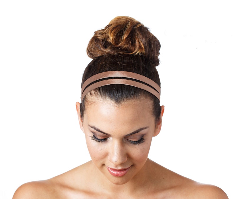 Double Headband, Hair Band For Women Beige Grosgrain