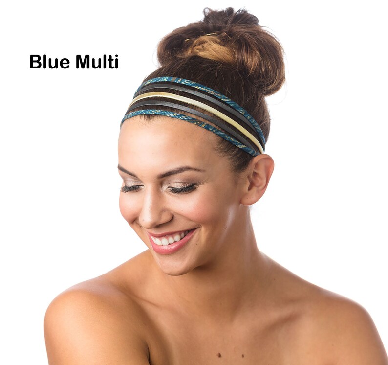 Cute Workout Headband For Women Blue Multi