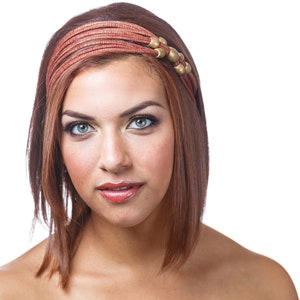 Bandeau perlé pour femme pour cheveux courts Red/Gold