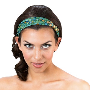 Bandeau perlé pour femme pour cheveux courts Peacock