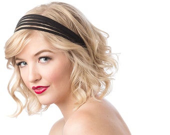 Vintage Glamour Headband – Wide 5-Band Adjustable Hair Accessory, Old Hollywood Inspired Retro Style