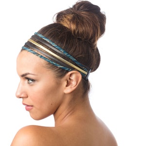 Wide Headband, Hair Bands For Women Blue/Brown/Gold