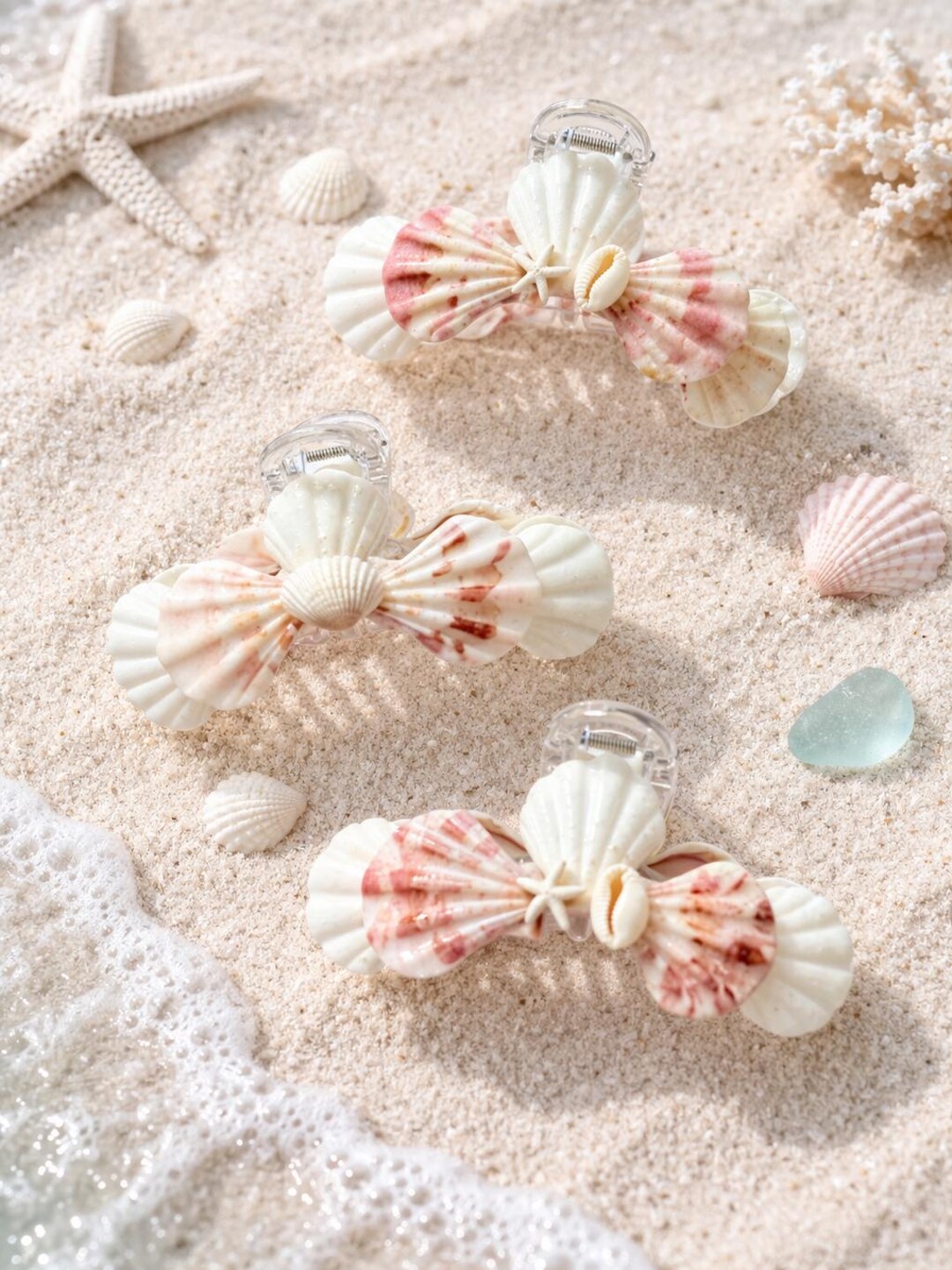 Handmade Double-sided Seashell Claw Clip, Large Seashell Hair Claw Clip ...