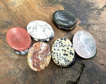 Natural Crystal Worry Stone for Stress Relief, Polished Gemstone for Anxiety, Calming Meditation Stone