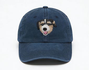 Custom Dog Portrait Hat Baseball Cap, Personalized Embroidered Dog or Cat Photo Trucker Cap, Gift for Pet Parents