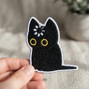 Black Cat Void Loading Patch, Matte Vinyl Waterproof patch, Cute Silly Funny patches iron on, sew on