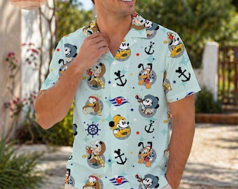 Camisa hawaiana para crucero Disney por Alaska, camisas a juego personalizadas de Mickey y sus amigos para el crucero familiar Disney Magic Wonder, camiseta para vacaciones Disney.