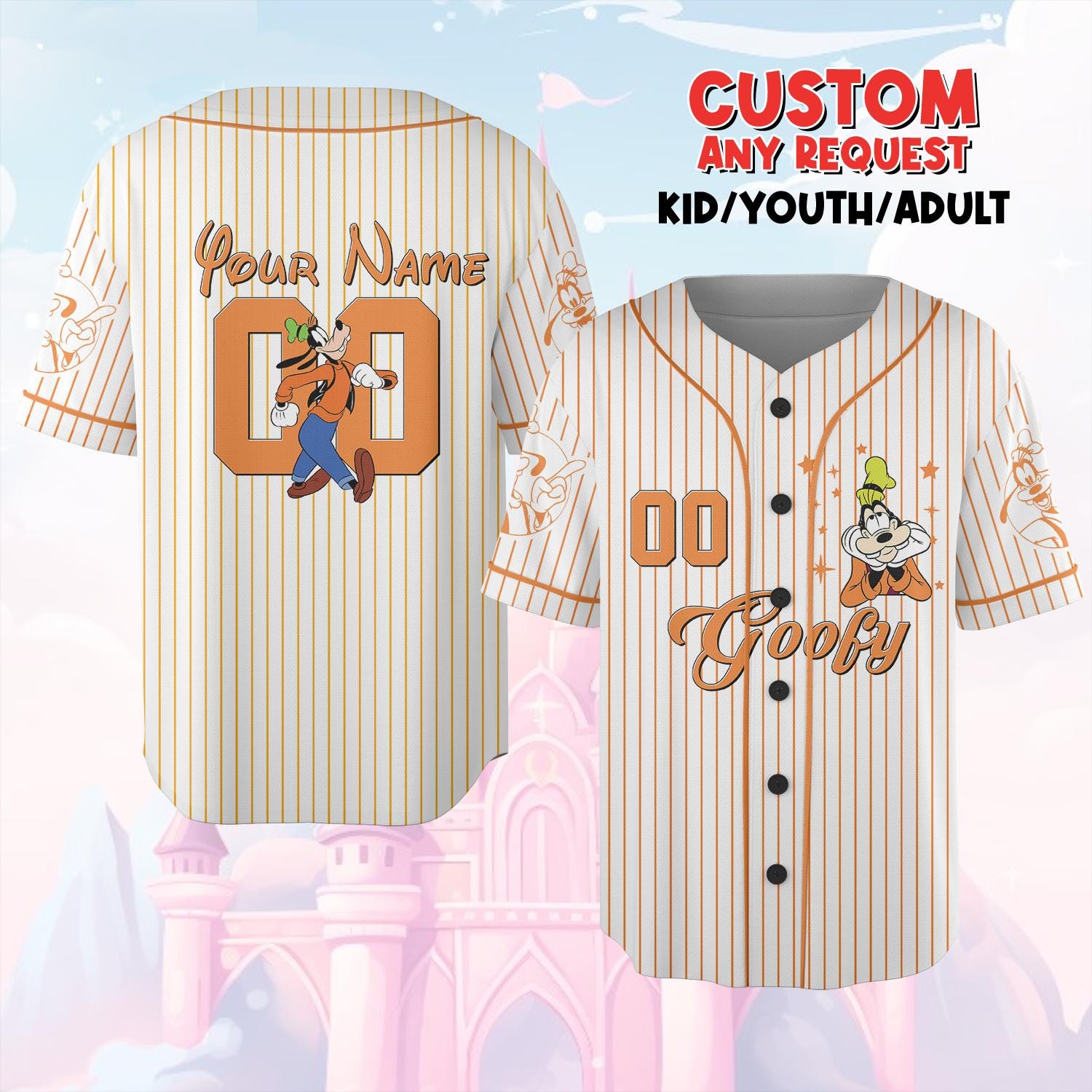 Discover Custom Goofy Disney Baseball Jersey, Personalized Disneyland Goofy Shirt, Matching Disney Family Team Outfit