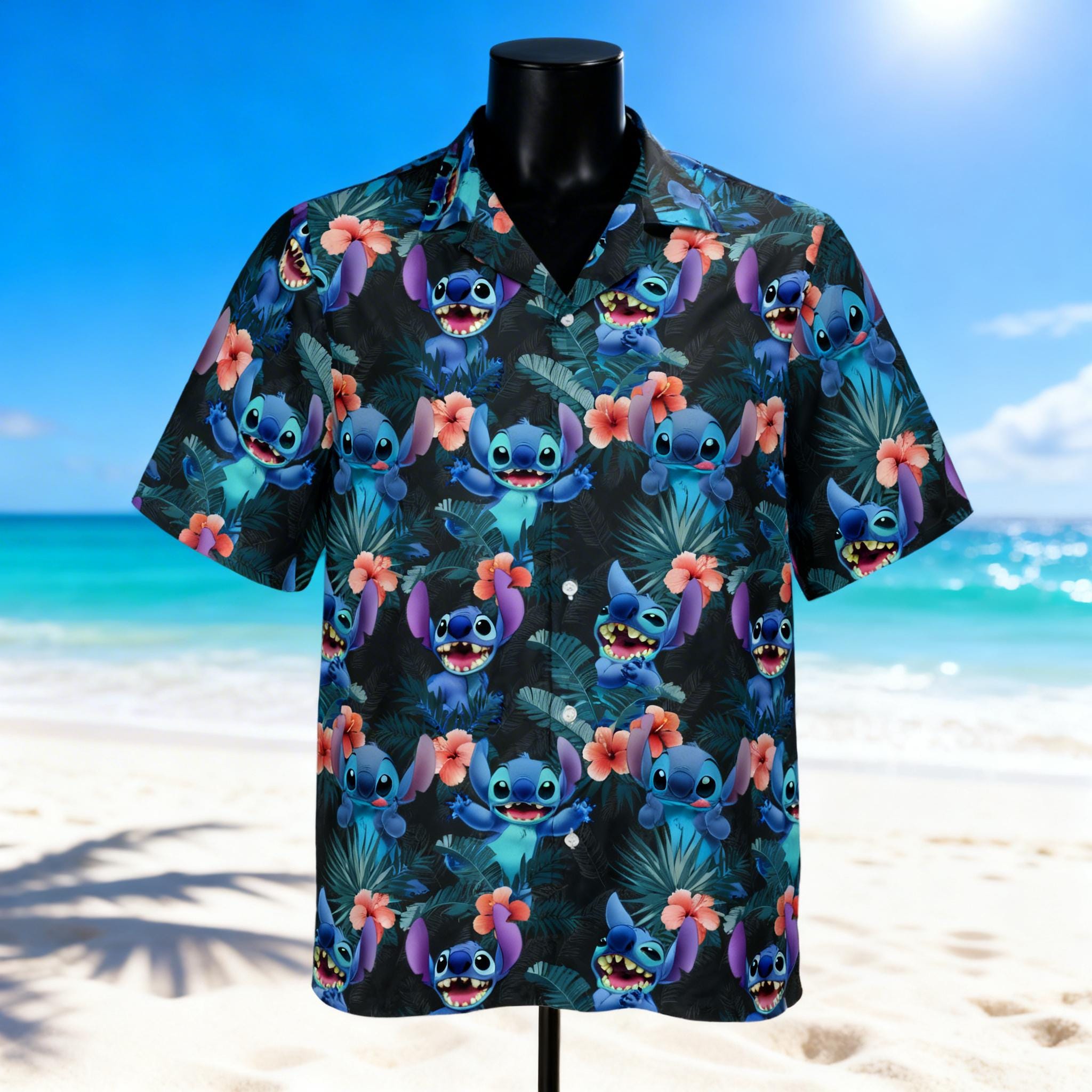 Discover Disney Stitch Tropical Hawaiian Shirt, Lilo Stitch Aloha Button Down, Summer Beach Vacation Shirt for Men Women, Ohana Gift