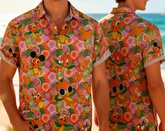 Camisa hawaiana de Disney con pájaro naranja, camisa del Festival de Flores y Jardines de Epcot, atuendo para vacaciones en Disney World, camisa para viaje a Magic Kingdom