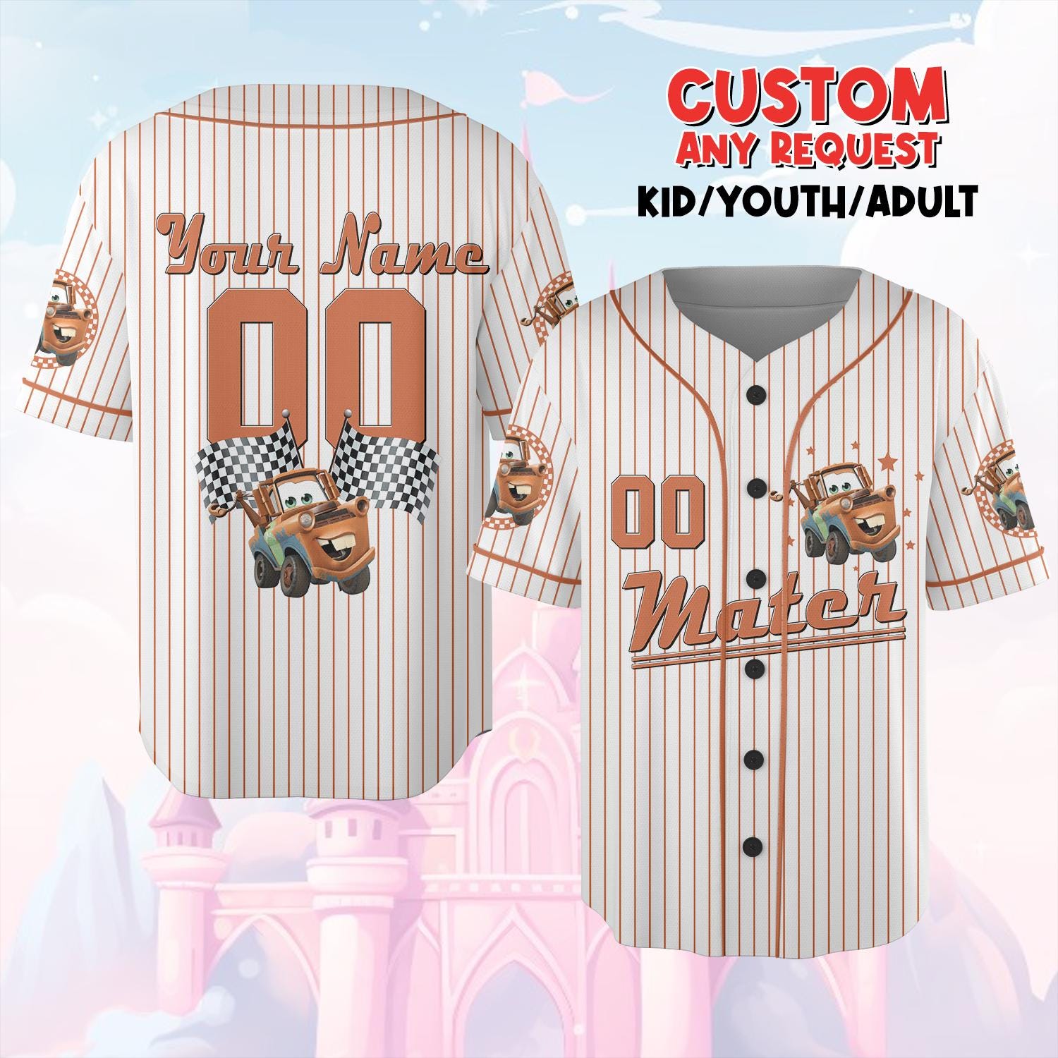 Discover Custom Tow Mater Baseball Jersey, Personalized Cars Movie Shirt, Disney Kids Birthday Gift, Retro Radiator Springs Mater Fan Apparel