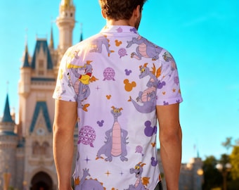 Disney Figment Hawaiian Shirt, Figment Dragon Button Up, EPCOT Figment Shirt, Disney Summer Vacation Shirt, Matching Disney Family 2026