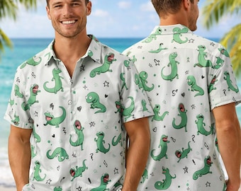Camisa havaiana do Tom Lizard Hoppers, estampa de personagem de filme tropical, roupa infantil para viagem à Disneylândia, verão de 2026.