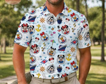 Polo de Mickey y sus amigos, camisa familiar personalizada para cruceros Disney, polo personalizado para papá para vacaciones Disney, conjunto para grupo de navegación de verano.