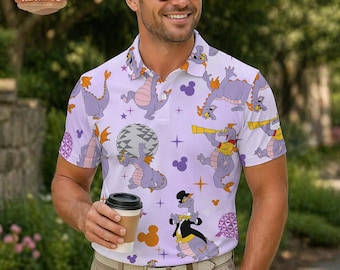 Polo Figment, Camiseta Epcot Journey into Imagination Dragon, Polo Disney World Vacation, Camisa de golf Purple Dragon, Regalo Disney para hombre