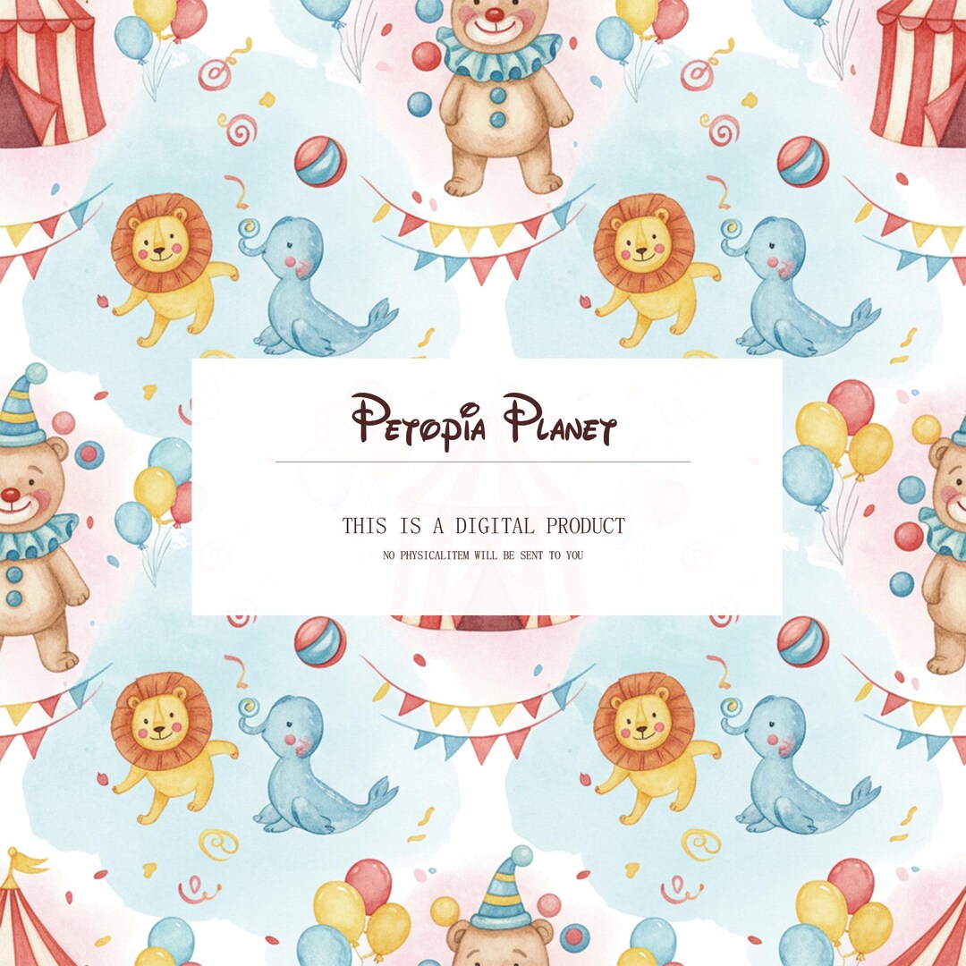 Watercolor Circus Animals Seamless Pattern, Nursery Fabric Print ...