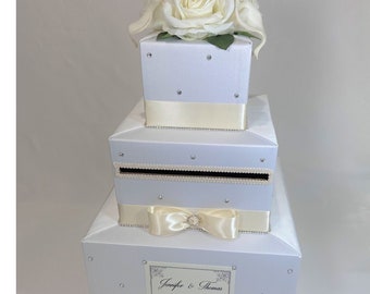 Elegant Custom made Wedding Card Box-white-ivory -any color can be made