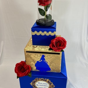 Scatola di carte a tema La Bella e la Bestia, Dolci 16 a tema La Bella e la Bestia, Quinceanera