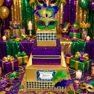 Mardi Gras themed Card Box/Card Holder for any occasion