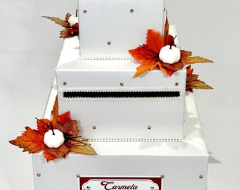 Fall theme with White Pumpkins Wedding Card Box