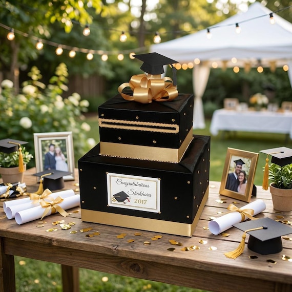 diy grad party card box Amazon.com: OurWarm Acrylic Wedding Card Box with Lock, DIY Gift Card Box  for Wedding Reception with Slot, Clear Wedding Envelope Money Card Box for Party  Graduation Baby Shower Birthday Decorations : Home main image 1