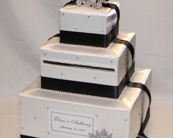 White and Black Winter-Snowflake theme Wedding Card Box-any color can be made