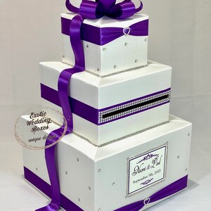 Ivory and Royal Purple Wedding Card Box and Matching Guest Book With ...