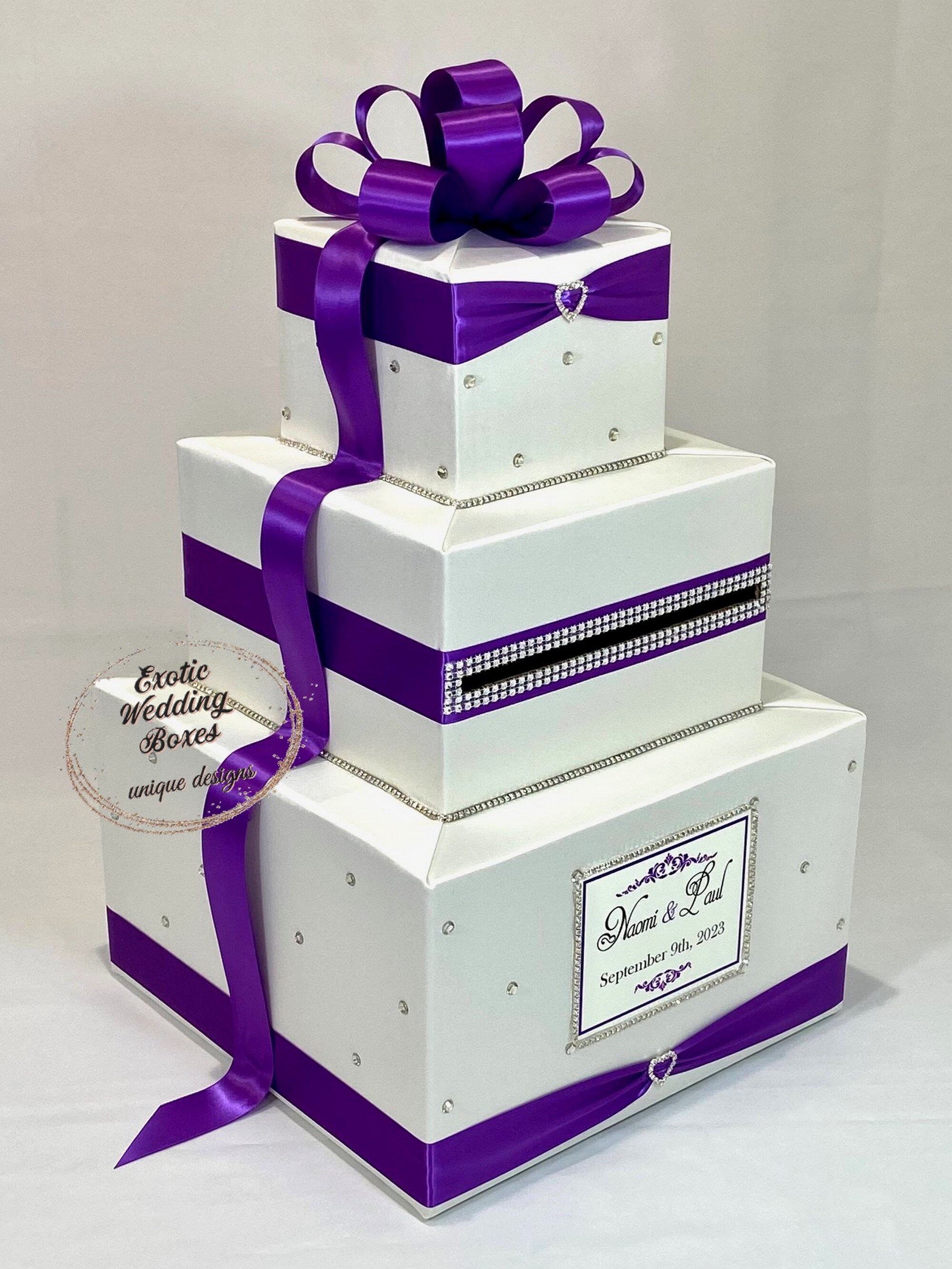 Ivory and Royal Purple Wedding Card Box and Matching Guest Book With ...